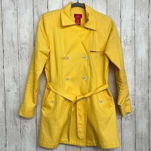 Oscar De La Renta Bright Yellow Belted Lightweight Double Breasted Spring Jacket